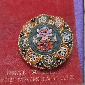 Vintage Mosaic Brooch and Earrings